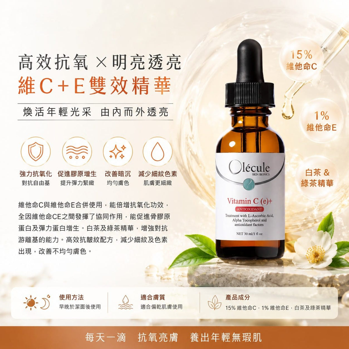 Olecule CE+ Vitamin C (e)+ 全護抗氧精華 30ml
